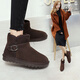 ZHR雪地靴女中筒加絨加厚時(shí)尚防滑女靴反絨牛皮平底棉鞋女學(xué)生保暖長(cháng)毛絨短靴女 P29 咖啡色（經(jīng)典款） 40