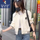 啄木鳥短款外套女字母棒球服外套女短款23年春秋新款小個子百搭休閑洋氣 米白色 L 【建議120-130斤】