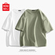 名創(chuàng  )優(yōu)品（MINISO）2件裝短袖t恤男夏季純白色重磅純棉寬松半袖男生百搭休閑大碼體恤 【2件裝】白色(空白)+棕櫚綠 L 175 (名創(chuàng  )優(yōu)品 品控嚴格)