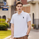 U.S. POLO ASSN.保羅POLO衫男夏季商務休閑短袖桑蠶絲涼感T恤男上衣父親節(jié)白色2XL