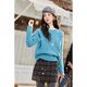 謎秀高級感圓領(lǐng)小標麻花針織衫2026秋冬新款復古百搭套頭毛衣加厚 棉花糖藍 厚款 均碼