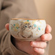 普諾爾汝窯萌貓主人杯單杯可愛(ài)陶瓷品茗杯可開(kāi)片喝茶杯高檔茶盞功夫茶杯 汝窯黃花貓羅漢主人杯