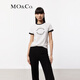 MO&Co.【涼感】T恤夏撞色邊短袖圓領(lǐng)正肩彈力修身美式街頭風(fēng)摩安珂 本白色 S 160