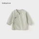 babylove新生兒半背衣春秋保暖上衣初生寶寶彈力護肚睡衣嬰兒衣服春季外出 淺草綠 52 cm