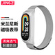 JINGZ適用于小米手環(huán)8表帶NFC版米蘭尼斯回環(huán)式編織全包帶框磁吸不銹鋼防水鏈扣金屬智能運動(dòng)腕帶 適配小米8丨銀色-磁吸款