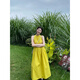 凱安尼（KAIANNI）慵懶掛脖連衣裙茶歇法式無袖2024新款女夏簡(jiǎn)約黃色a字大裙擺掛脖 黃色 均碼