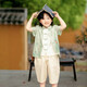 萌乎漢服男童夏季短袖唐裝小少爺兒童新中式 綠色上衣 100 