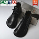 卡帝樂鱷魚（CARTELO）2025新款皮復(fù)古文藝大頭鞋森女風(fēng)日系蘿莉丑萌女短靴子輕便 黑色 37