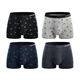 健將男士?jì)妊澞屑兠匏慕茄潓捤赏笟馄浇嵌萄澕哟蟠a三角底褲衩褲頭 寶藍+黑色+花灰+淺寶藍 4條 XL
