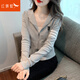 紅蜻蜓小個(gè)子連帽衛(wèi)衣女外套女士春季長(zhǎng)袖運(yùn)動(dòng)短款女士上衣新款 灰色長(zhǎng)袖 L