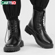 卡帝樂(lè )鱷魚(yú)（CARTELO）馬丁靴男款秋冬季高幫英倫工裝靴男鞋軟皮靴子男作戰靴 黑色 41碼