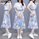FEISIMI輕奢品牌夏裝2025年新款連衣裙衣服女裝夏季女神范套裝夏天裙子 藍(lán)色 XL