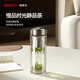 SIMELO施美樂玻璃杯雙層帶茶隔大容量商務車載泡茶杯水杯450ml 大師鈦銀