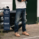 SIMWOOD/簡(jiǎn)木男裝【LS07寬松直筒】2024秋季新版13.5盎司牛仔褲SN230278 水洗懷舊深藍(lán) 33 （建議156-165斤）