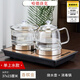 山為全自動燒水壺電茶爐底部上水電熱水壺套裝雙上水辦公茶臺燒水一體壺嵌入式20/23*37CM蒸煮電熱壺 1.2L 香檳金【大板】燒水煮杯230*370mm