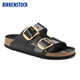 BIRKENSTOCK勃肯德國進口大扣女款牛皮革漆皮亮面Arizona雙扣拖鞋 黑色窄版1021476 37