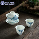 蘇氏陶瓷三才蓋碗手繪青花陶瓷薄胎功夫泡茶碗帶兩個(gè)茶杯禮盒裝