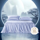 富安娜 涼席三件套 床單式冰絲涼席空調席 涼感席竹纖維高檔提花床單 可水洗-覓影藍-250*250CM 兩件套 250cm*250cm 【1.8/2米床】