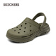 斯凱奇（Skechers）男鞋夏季新款休閑洞洞鞋輕質(zhì)舒適外穿沙灘鞋243019 橄欖綠/OLV 41