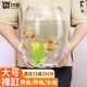 共度（Gong Du）創(chuàng)意桌面魚缸 生態(tài)圓形玻璃金魚缸烏龜缸 迷你小型造景家用水族箱 裸缸大號 口徑15CM 肚徑20CM 高度25CM