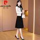 皮爾卡丹（pierre cardin）小香風(fēng)套裝連衣裙2025新款女春秋爆時尚今年流行漂亮套裝針織 白色-長袖品牌貴夫人闊太太洋氣 XL