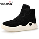 梵紀（VOCHAIN）澳洲雪地靴男羊皮毛一體冬季新款加厚保暖魔術(shù)貼東北戶(hù)外保暖短靴 黑色 41