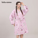 tutuannaHelloKitty磨毛全棉純棉滿(mǎn)印長(cháng)袖睡裙 淡桃紅色 均碼