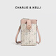 CHARLIE&KELLI CK品牌包包女包2025新款手機(jī)包迷你花草豎款錢包單肩斜挎包 粉色【代寫賀卡 品牌禮袋 】