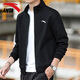 安踏男裝冬季加厚保暖夾克風(fēng)衣簡(jiǎn)約立領(lǐng)拉鏈開(kāi)衫外套上衣跑步休閑服飾 -1基礎黑 L /175