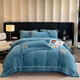 南極人雙面牛奶絨四件套冬季加厚保暖法蘭絨被套珊瑚絨床單雙人床上用品 梵奢-挪威藍 1.8m床四件套(被套200*230)床單