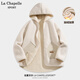 La Chapelle Sport拉夏貝爾羊羔絨外套女秋冬款潮流百搭加絨衣服休閑寬松加厚上衣女 米白色(質(zhì)感牌左口袋標(biāo)) M(推薦100-115斤)