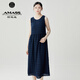 阿瑪施（AMASS）女裝2025新款不規(guī)則方格織物清爽度假風(fēng)無袖洋裝連衣裙5500544 藏藍(lán) M (3碼)