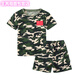 潮夢(mèng)城兒童迷彩服套裝中小學(xué)生夏令營(yíng)短袖男女軍訓服 城市花色短袖短褲 100