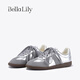 Bella Lily春季潮流銀色德訓(xùn)鞋女顯瘦百搭板鞋平底休閑鞋子 銀色 37