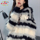 DXOT美式復(fù)古條紋毛衣女秋冬2025新款外穿毛茸茸韓系慵懶內(nèi)搭針織衫 圖片色  M 95-110斤