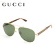 古馳（GUCCI）墨鏡男GG0528S偏光飛行員開車遮陽蛤蟆鏡雙梁太陽鏡男款七夕禮物 009-金綠