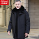 北極絨冬季爸爸羽絨服男士脫卸內膽加厚中長(cháng)款外套中老年人男裝冬天衣服 黑色 XL(建議125-145斤)