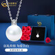 中國黃金淡水珍珠項鏈女士簡(jiǎn)約托帕石銀吊墜38婦女神節禮物女朋友老婆生日 簡(jiǎn)約珍珠套鏈【刻字賀卡】
