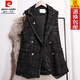 皮爾卡丹（pierre cardin）23年新款小香風(fēng)馬甲女新款春秋洋氣坎肩無(wú)袖西裝外套秋季流行時(shí)尚 黑色 L 建議(105-120斤)