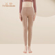 三針舒絨純棉保暖褲女條紋磨毛帶護膝高腰秋冬加厚秋褲內穿棉毛褲防寒 淺咖條/厚款雙面磨毛 320g 2XL /135-150斤