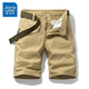 真維斯純棉短褲男夏季薄款中青年男士修身休閑工裝直筒彈力大褲衩中褲子 1XM08/17405卡其色 32