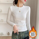 山朵棉白色加絨加厚打底衫女內搭秋冬長(cháng)袖2024年新款設計感修身保暖上衣 白色 XL 【推薦114-125斤】