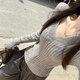 S·J·V·K2025新款灰色v領(lǐng)針織內搭打底衫女秋冬季修身長(cháng)袖上衣高級感毛衣 灰色 L