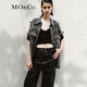 MO&Co.牛仔夾克搖滾鏡面珠片釘鉆洗舊褪色泛白黑牛外套摩安珂 牛仔黑色 XS 155