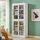 宜美森林 美式實(shí)木推拉門(mén)書(shū)柜收納柜玻璃門(mén)儲物柜客廳落地美式書(shū)架書(shū)櫥 四趟門(mén)書(shū)柜90寬x37.5深x221cm高