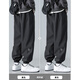 雅鈞鳥(niǎo)褲子男春秋季港風(fēng)男裝寬松束腳運動(dòng)長(cháng)褲夏天復古大碼工裝休閑褲子 K6008黑色+K6008黑色（常規款） XL 【建議體重110-140斤左右】