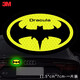 3M鉆石級汽車(chē)反光貼紙蝙蝠【熒光黃綠】11.5×7cm