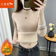 紅蜻蜓 半高領(lǐng)針織衫女秋冬季新款加絨長(cháng)袖打底衫女顯瘦保暖女裝毛衣 淺卡色加絨 均碼