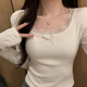 妙奕嘉白色內搭蕾絲打底衫女純欲辣妹上衣修身微胖顯瘦秋季衣服可外穿 磨毛純欲蕾絲蝴蝶結長(cháng)袖【白】 均碼 （建議75-120斤）
