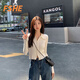 FSHE小眾設(shè)計(jì)感拉鏈上衣長袖開衫秋季2025新款外套女裝顯瘦針織衫毛衣 白色 M[建議90-100斤]